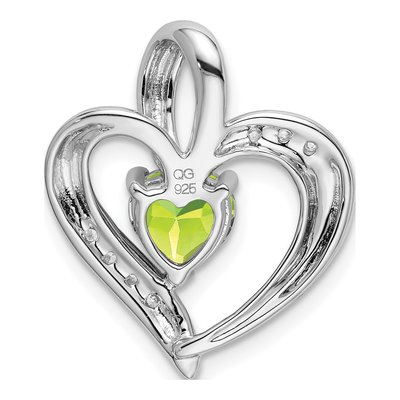 14K White Gold Peridot & Diamond Heart Pendant – view 4