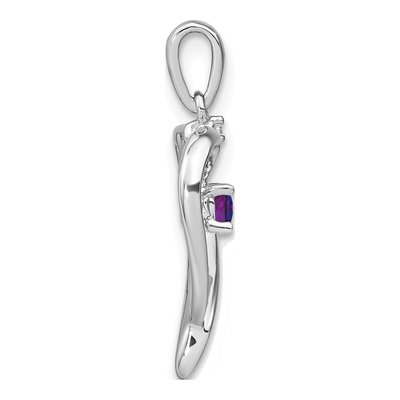 14K White Gold Amethyst & Diamond Heart Pendant – view 2