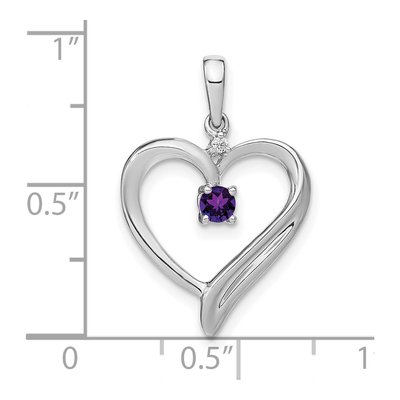 14K White Gold Amethyst & Diamond Heart Pendant – view 3