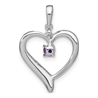 14K White Gold Amethyst & Diamond Heart Pendant – view 4