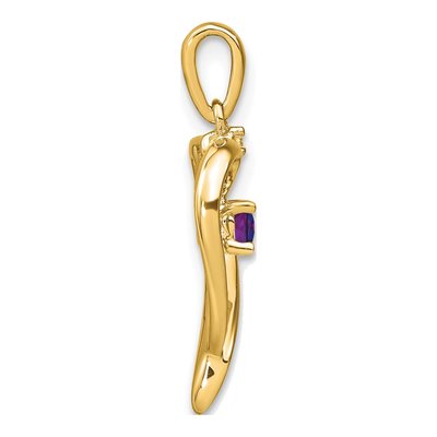 14K Yellow Gold Amethyst & Diamond Heart Pendant – view 2