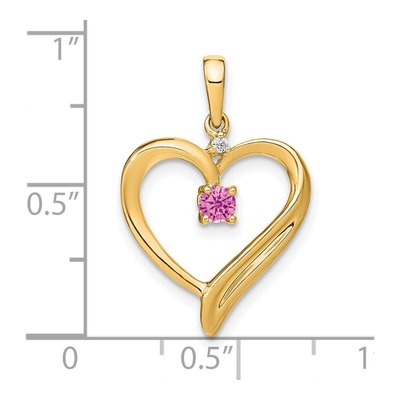14K Yellow Gold Diamond Heart Pendant – view 3