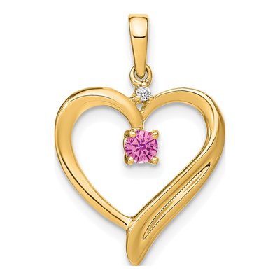 14K Yellow Gold Diamond Heart Pendant