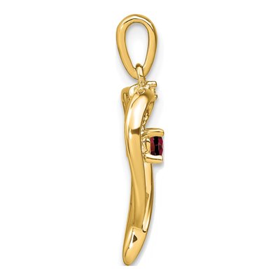 14K Yellow Gold Garnet & Diamond Heart Pendant – view 2