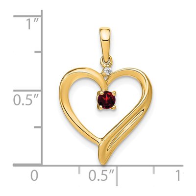 14K Yellow Gold Garnet & Diamond Heart Pendant – view 3