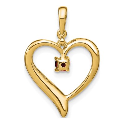 14K Yellow Gold Garnet & Diamond Heart Pendant – view 4