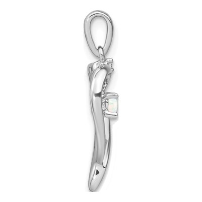 14K White Gold Lab-Created Opal & Diamond Heart Pendant – view 2