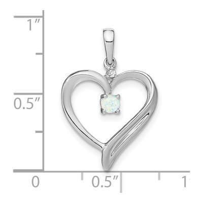 14K White Gold Lab-Created Opal & Diamond Heart Pendant – view 3