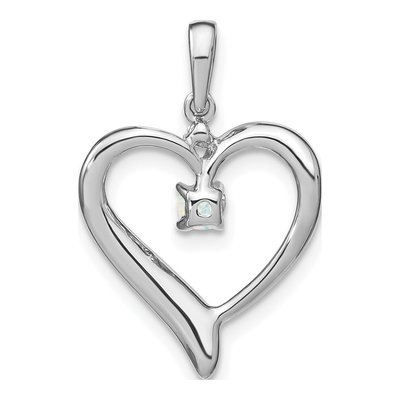 14K White Gold Lab-Created Opal & Diamond Heart Pendant – view 4