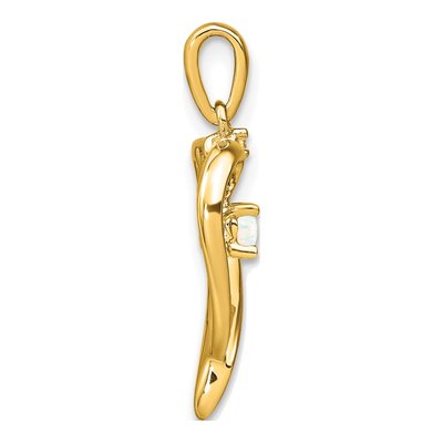 14K Yellow Gold Lab-Created Opal & Diamond Heart Pendant – view 3