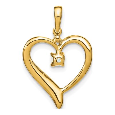 14K Yellow Gold Lab-Created Opal & Diamond Heart Pendant – view 5