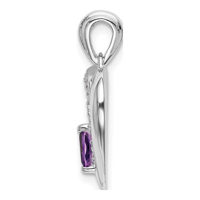 14K White Gold Amethyst & Diamond Heart Pendant – view 2