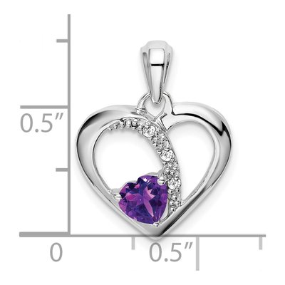 14K White Gold Amethyst & Diamond Heart Pendant – view 3