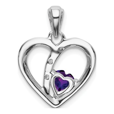 14K White Gold Amethyst & Diamond Heart Pendant – view 4