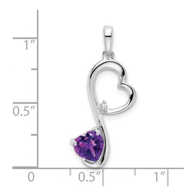14K White Gold Amethyst & Diamond Heart Pendant – view 3