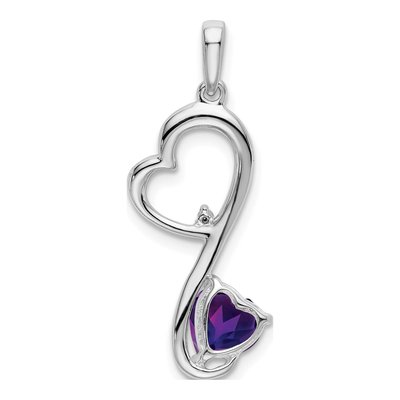 14K White Gold Amethyst & Diamond Heart Pendant – view 4