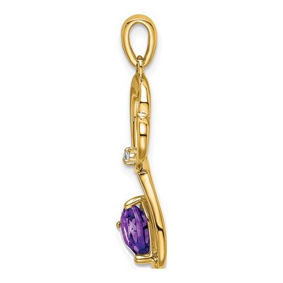14K Yellow Gold Amethyst & Diamond Heart Pendant – view 3