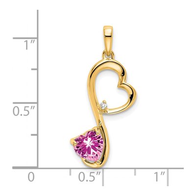 14K Yellow Gold Diamond Heart Pendant – view 3