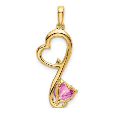 14K Yellow Gold Diamond Heart Pendant – view 4