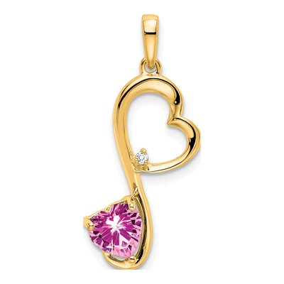 14K Yellow Gold Diamond Heart Pendant