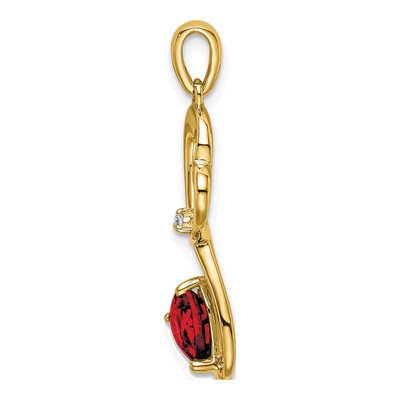 14K Yellow Gold Garnet & Diamond Heart Pendant – view 3