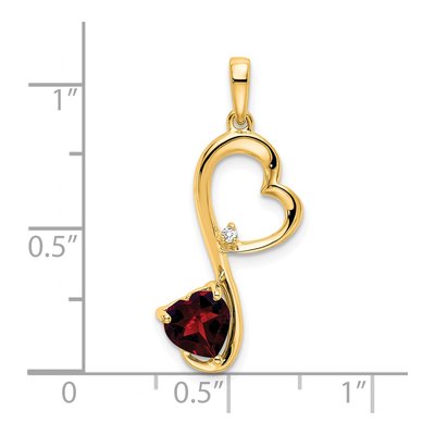 14K Yellow Gold Garnet & Diamond Heart Pendant – view 4