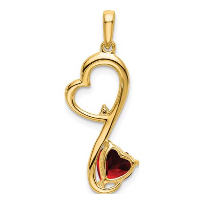 14K Yellow Gold Garnet & Diamond Heart Pendant – view 5