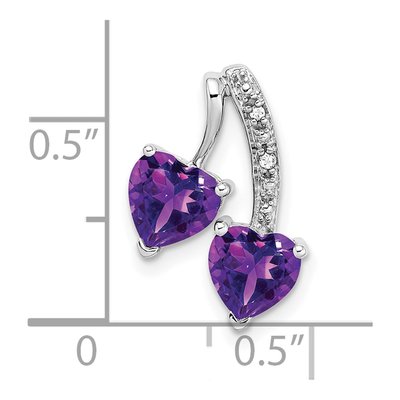 14K White Gold Amethyst & Diamond 2-Heart Pendant – view 4