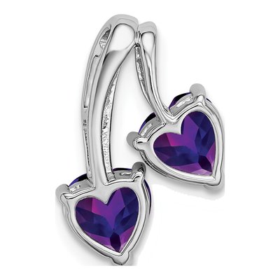 14K White Gold Amethyst & Diamond 2-Heart Pendant – view 5