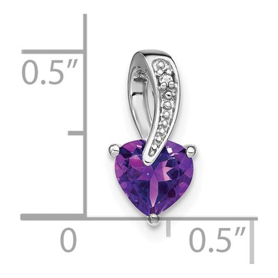 14K White Gold Amethyst & Diamond Heart Slide Pendant – view 4