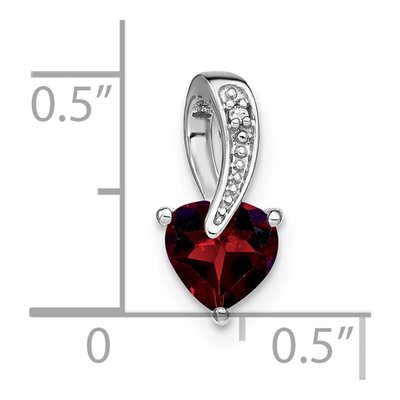 14K White Gold Garnet & Diamond Heart Slide Pendant – view 4