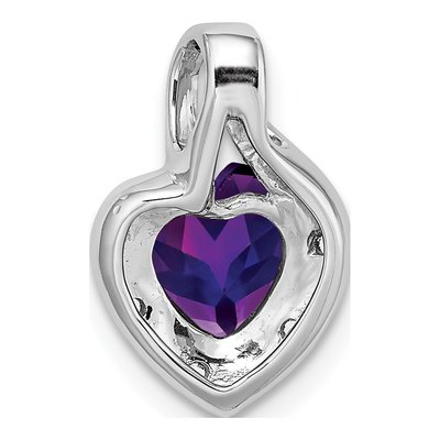 14K White Gold Amethyst & Diamond Heart Pendant – view 4