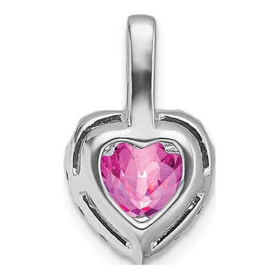 14K White Gold Lab-Created White Topaz Heart Halo Pendant – view 4