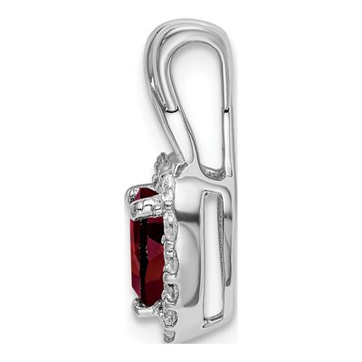 14K White Gold 1/5 ct tw Garnet & Diamond Halo Heart Pendant – view 2