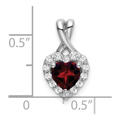 14K White Gold 1/5 ct tw Garnet & Diamond Halo Heart Pendant – view 3