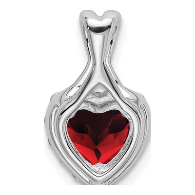 14K White Gold 1/5 ct tw Garnet & Diamond Halo Heart Pendant – view 4