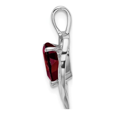 14K White Gold Garnet & Diamond Heart Pendant – view 2