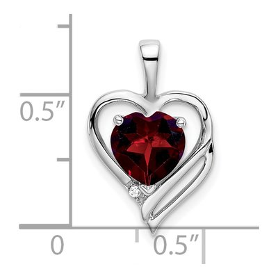 14K White Gold Garnet & Diamond Heart Pendant – view 3