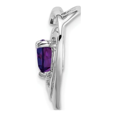 14K White Gold Amethyst & Diamond Heart Slide Pendant – view 3