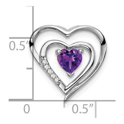 14K White Gold Amethyst & Diamond Heart Slide Pendant – view 4