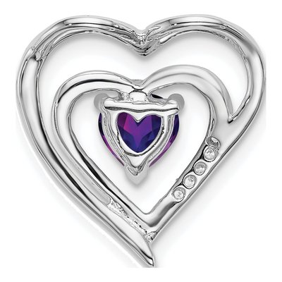 14K White Gold Amethyst & Diamond Heart Slide Pendant – view 5