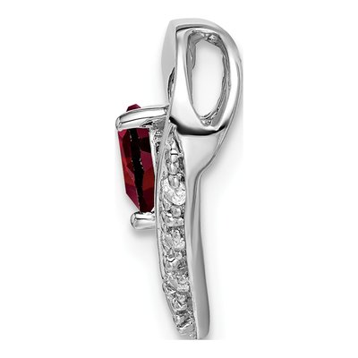 14K White Gold Garnet & Diamond Heart Charm – view 2
