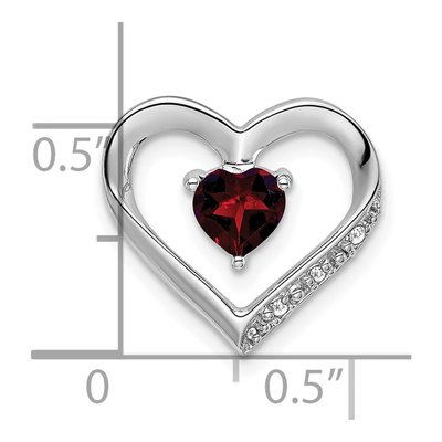 14K White Gold Garnet & Diamond Heart Charm – view 3