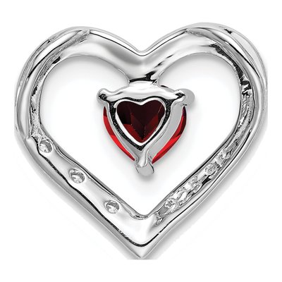 14K White Gold Garnet & Diamond Heart Charm – view 4