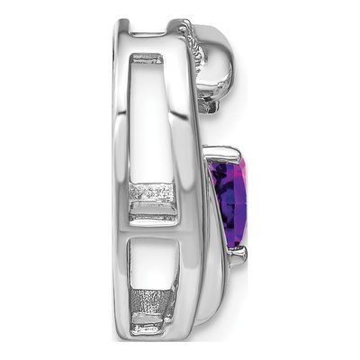 Sterling Silver 1/20 ct tw Amethyst & Diamond Heart Pendant – view 3