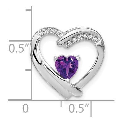 Sterling Silver 1/20 ct tw Amethyst & Diamond Heart Pendant – view 4