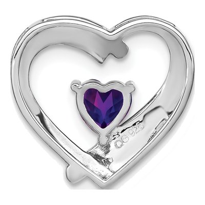 Sterling Silver 1/20 ct tw Amethyst & Diamond Heart Pendant – view 5