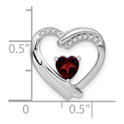 Sterling Silver 1/20 ct tw Garnet & Diamond Heart Pendant – view 4