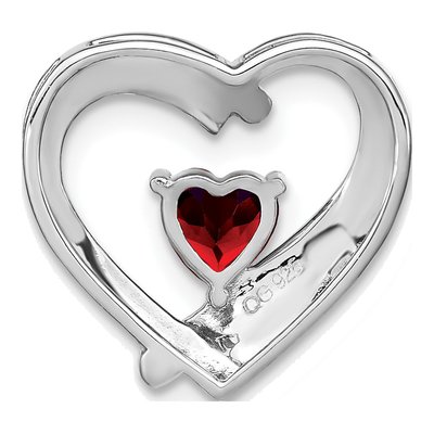 Sterling Silver 1/20 ct tw Garnet & Diamond Heart Pendant – view 5