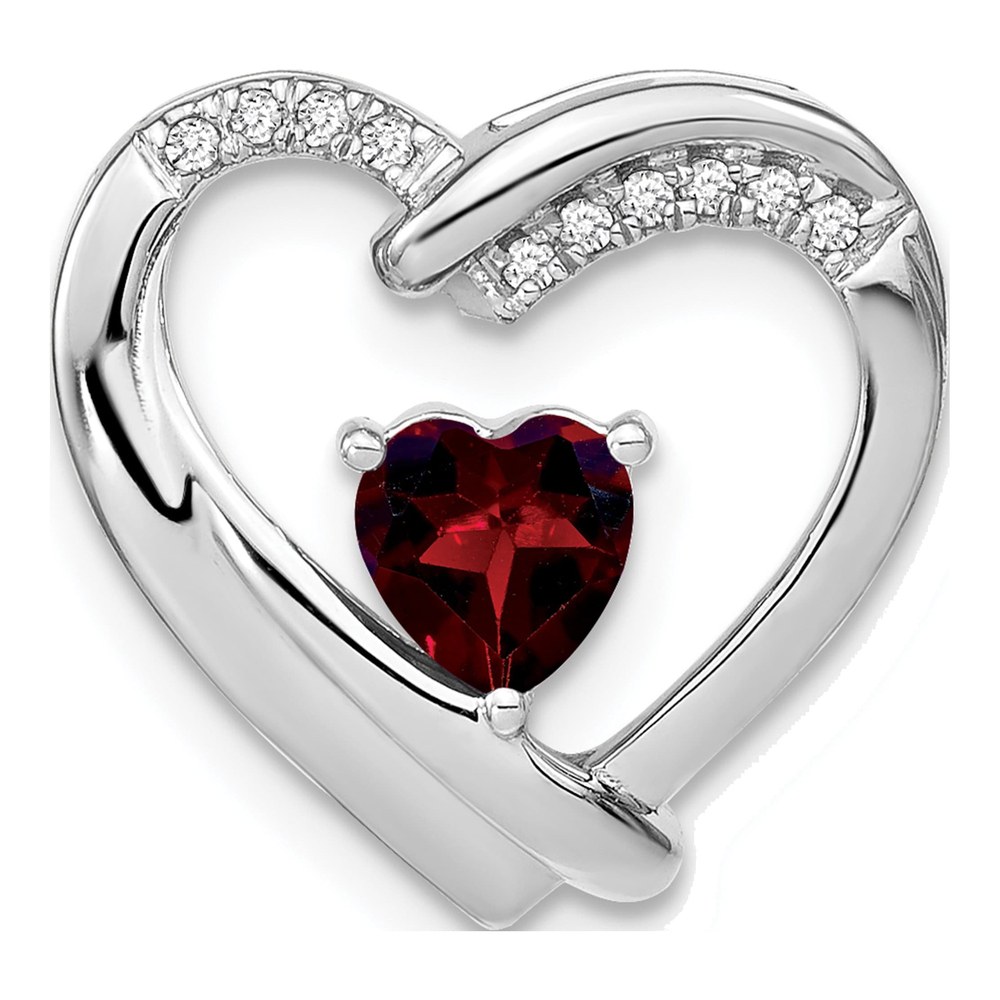 Sterling Silver 1/20 ct tw Garnet & Diamond Heart Pendant
